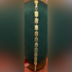 Elegant 14k over 925  Gold Greek Key Geometric Bracelet